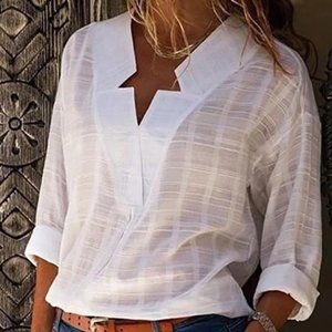 XXL Light White Long-Sleeve Tunic